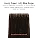 SUYYA Invisible Tape in Hair Extensions Human Hair Darkest Brown Seamless Injected Hand-Tied Pro Quality Virgin Human Hair 20PCS 40G/Pack Straight Tape Ins(14 inch #2 Darkest Brown)