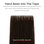 SUYYA Invisible Tape in Hair Extensions Human Hair Darkest Brown Seamless Injected Hand-Tied Pro Quality Virgin Human Hair 20PCS 40G/Pack Straight Tape Ins(14 inch #2 Darkest Brown) - Image 2