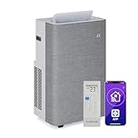 Klarstein AireLux Climatiseur Mobile – 14000 BTU, Pour Pièces Jusqu'à 51 m², Contrôle par Appli & Vocal, 4-en-1 Refroidissement, Déshumidificateur, Ventilateur & Mode Nuit, Kit Fenêtre Inclus, Gris