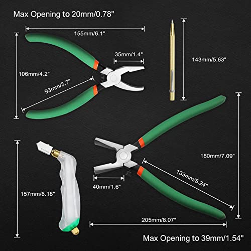Leontool Glass Cutter Tools Kit Include Glass Running Pliers Grozer Pliers 2 Pairs Replacement Rubber Tips 3 Size Cutter Head Oil Dropper Engraved Pen Screwdriver Storage Bag Glass Cutting Tool Kit #TOP5