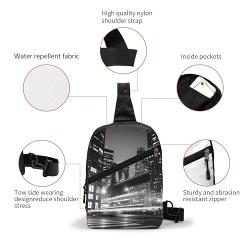 black and white New York Print Men's and Women's Foldable Crossbody Bag,Sports Crossbody Bags,and Daily Chest Bags3