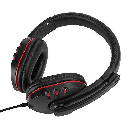 Fone de ouvido, fone de ouvido para jogos, 3,5 mm para PS4 Xbox e PC(Black red)