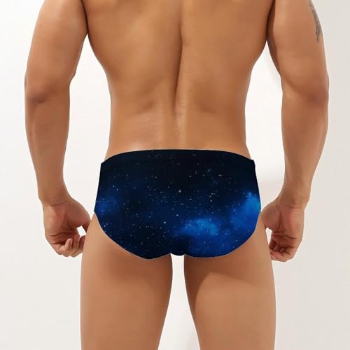 Blue-Starry Sky Mens Swim Briefs Bikini Sexy Low Rise Trunks Swimsuit Bathing Suit Beach2