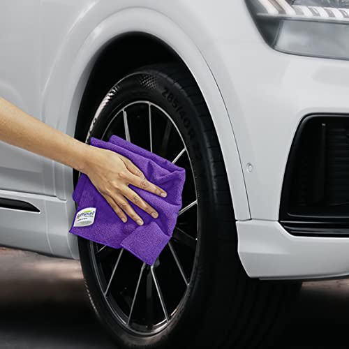 Image of SOFTSPUN Microfiber Cloth - 3 pcs 40x40 cms 340 GSM Purple Thick Lint & StreakFree Multipurpose Cloths Automotive Microfibre Towels for Car Bike Cleaning Polishing Washing & Detailing.