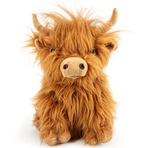 Highland Cow Stuffed Animal Toy - Brown Stuffed Animal Highland Cow Gift for Girls and Kids