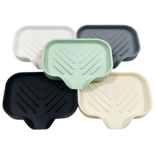 自排水硅胶肥皂盒5 件(黑色、白色、灰色、绿色、米色)