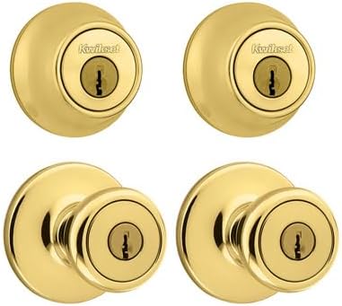 Kwikset 92420-031 Bright Brass Tylo Knob Entry Lockset & Deadbolt