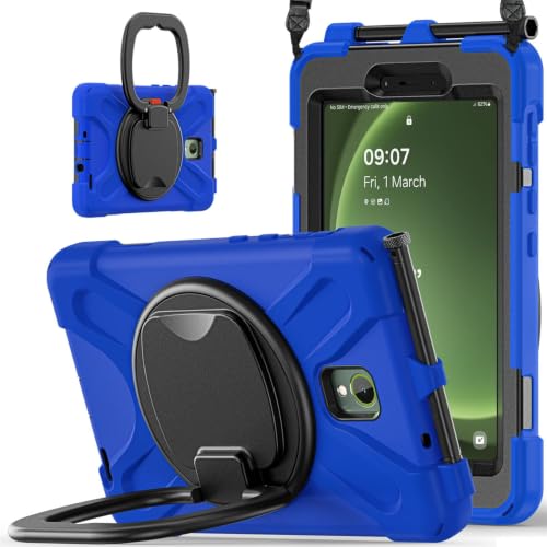 Coque Samsung Galaxy Tab Active5 Active3 antichoc robuste avec poignée bleu JZ