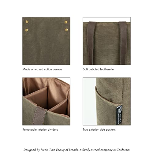Picnic TIME Legacy – Bolsa de vinho isolada para garrafa, sacola de vinho encerada envelhecida, bols