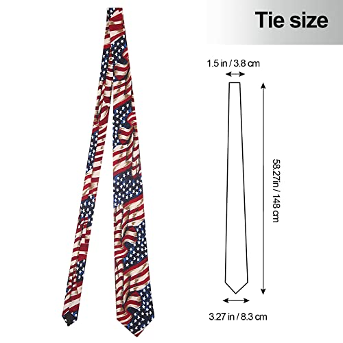 Junmeisi Men's American Flag Ties 3.27" (8.3Cm) Usa Flag Necktie For Men #TOP5