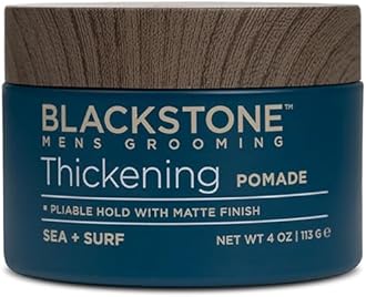 Blackstone Men's Grooming Hair Thickening Pomade - Pliable Hold with Matte Finish | Paraben & Cruelty-Free | Made in USA, Sea + Surf Scent (4 Oz)