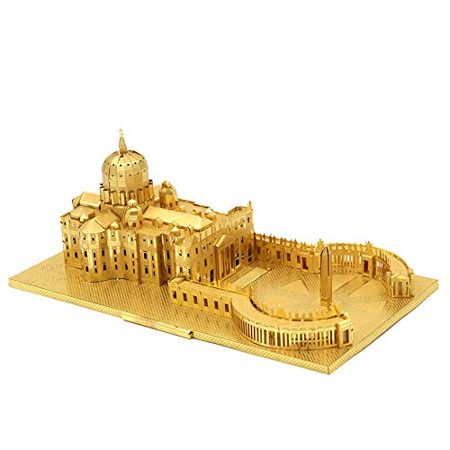 Microworld 3D Metal Puzzle Italy St. Peter's Basilica Architectural Building Model J008-G DIY 3D Laser Cut Assemble Jigsaw Toys - Gold