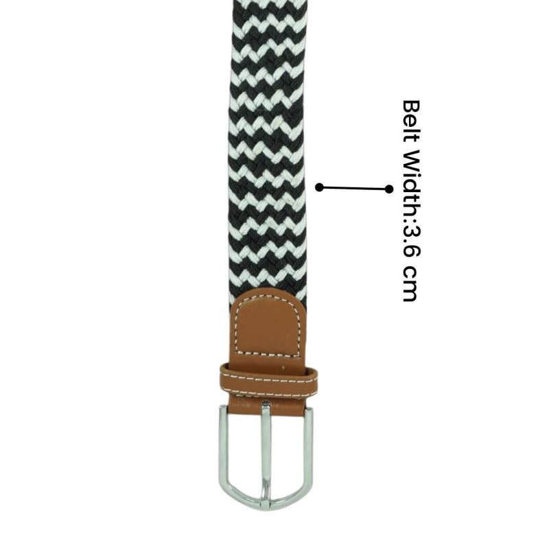 Image of The Tie Hub Unisex Stretchable Woven Fabric Belt | Adjustable, Hole-Free Design | Fits Up to 40 Inches Waist