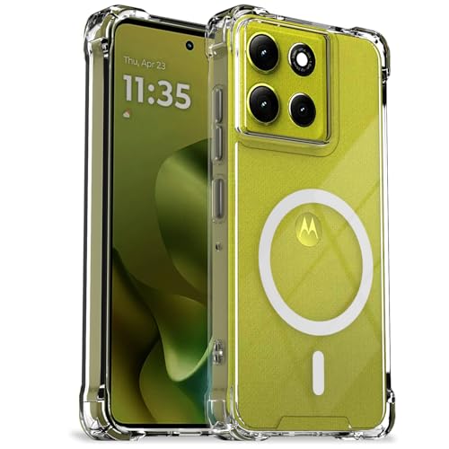 Image of Pikkme Back Cover for Motorola Moto G86 Power 5G Mag-Safe Shockproof PC + TPU Protective Case Magnetic Support Bumper Case (Transparent Mag-Safe)
