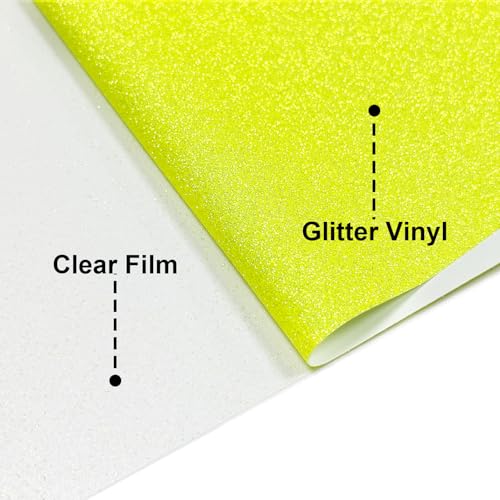Image of Fluorescent Yellow Glitter Puff Vinyl Heat Transfer 12 inch x 5ft 3D Puff HTV Vinyl, Glitter Puffy Iron-On for Fabrics, Perfect for T-Shirts, Bags, Pillows, Compatible with Cricut