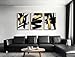 Sofoney - Gold Framed Black and Gold Abstract Wall Art 3D Textured Black and White Canvas Wall Decor with Gold Foil for Living Room Bedroom Office, Large 3 Piece Modern Home Decor, 20