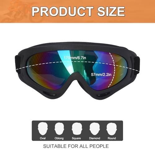 Image of Motorcycle Goggles - 2 Pack ATV Dirt Bike Motocross Riding Goggles with Neck Gaite for Men Women