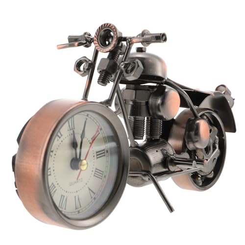 DECHOUS Wrought Iron Motorcycle Ornaments - Vintage Desk Clock Decor for Home Kitchen and Office - Ideal Gift for Motorcycle Lovers
