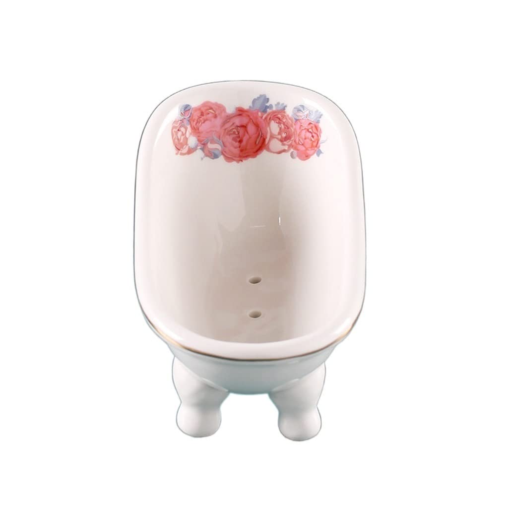 Jabonera Autodrenante Estilo nórdico Cerámica Drenaje de jabón de encimera caja de jabón interior lavabo baño cocina personalidad creativo baño baño jabón Jabonera Jabonera Guardar (Color : A)
