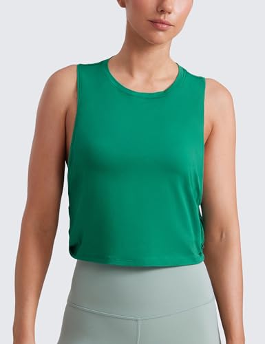 Image of CRZ YOGA Pima Cotton Dropped Armhole Tank | Workout, Naturally Soft, Loose Fit, Crop, Crewneck, Knotted Sides, Sleeveless Tops for Women