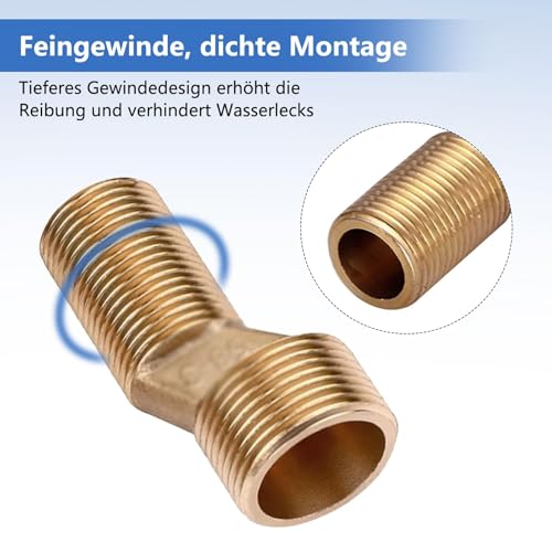 VZU 2 Stück Duscharmatur Adapter, 3/4 Zoll Auf 1/2 Zoll Messing S-Anschluss Versetzt Um 9 mm, Verstellbare Schwenkarm VerläNgerungsarm Lange wasserhahnanschlüsse Adapter