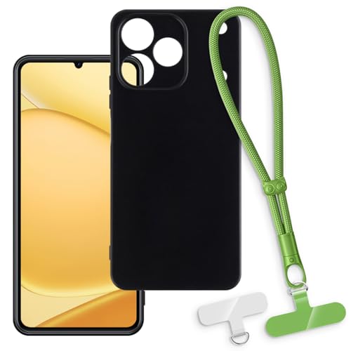 OAGELIM 2-in-1�ی�P�[�X�ƃ��X�g�X�g���b�v OPPO Realme Note 80 4G �Ƃ̌݊������� ���O���\�ȃ��j���[�h�t���d�b�J�o�[�A����~�ߕ����h�~�O���b�v�n���h�� (�u���b�N + �O���[��)