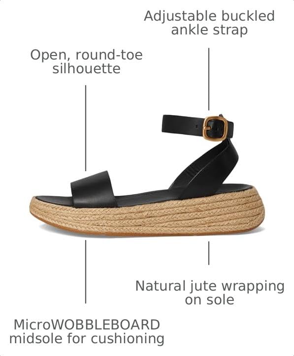 Image of FitFlop Women's, F-MODE Espadrille Leather Flatform Ankle-Strap Sandal
