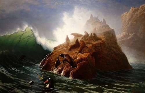 Lienzo decorativo Seal Rock de Albert Bierstadt: pintura vintage para pared de dormitorio, 60x90cm