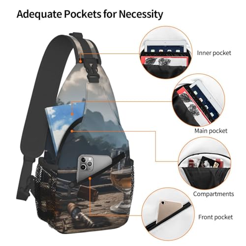 Mochila Crossbody de Pecho Diagonal Negro miniatura 3
