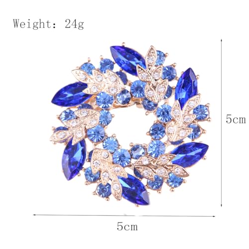Image of Rhinestone Flower Brooch for Women Crystal Wreath Brooch Pin Stylish Big Flower Brooch Rhinestone Crystal Bauhinia Flower Wreath Brooch Elegant Clothing Hat Bag Accessories Christmas Wedding Bridal Birthday Jewelry
