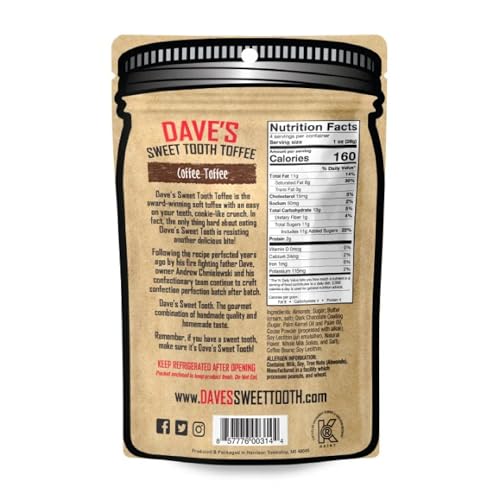 Dave'S Sweet Tooth Toffee - Coffee Toffee Candy (4 Oz) - Handmade & Homemade Gourmet Soft Toffee With Real Butter, Real Sugar And Hand-Sliced Almonds, Naturally Gluten-Free thumb #6