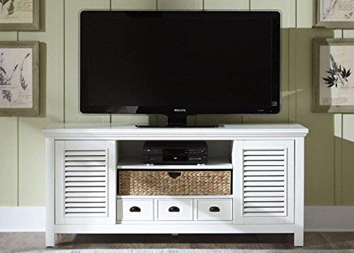 Image of APRODZ Celtic Countryside Style Solid Mango Wood with Two Shelves & Three Drawers TV Unit