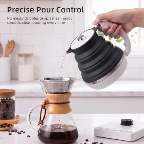 Image of Food Grade Silicone Electric Travel Kettle with Temperature Control, 0. 55L (Black)