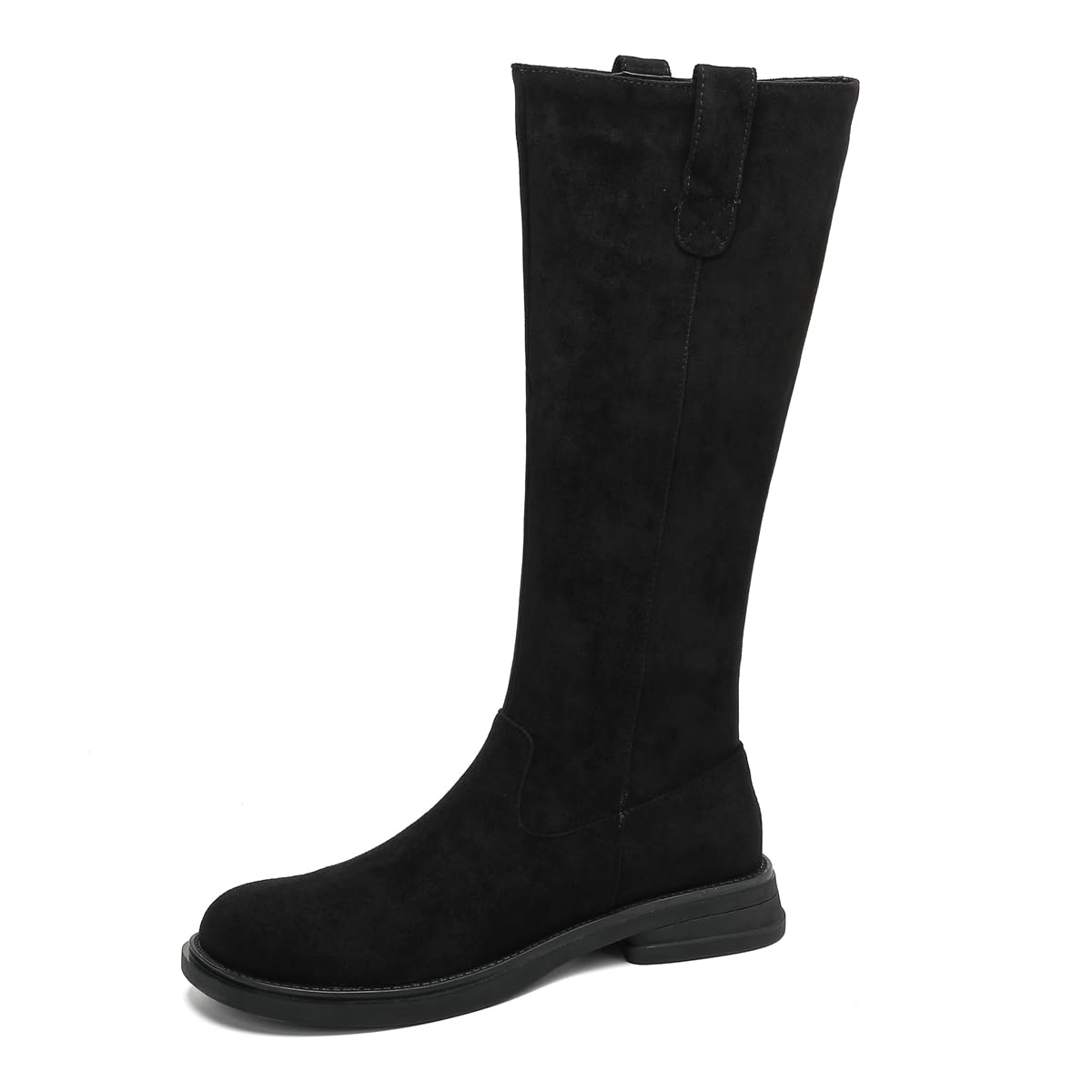 Womens Flat Knee High Cowboy Riding Boots Casual Round Toe Zipper Wide Calf Western Cowgirl Dressy Boot