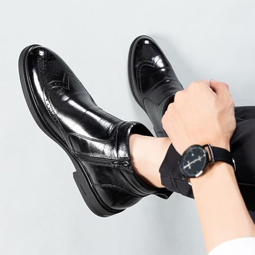 Winter Warmth Leather Men's Mid-Cut Casual Brogue Dress Shoes, Comfortable Fitted with Plush Lining, Ideal for Business & Casual Occasion4