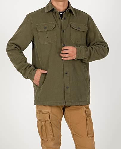 Image of ZENTHACE Men's Full Flannel Lined Shirt Jacket, Heavy Washed Rugged Cotton
