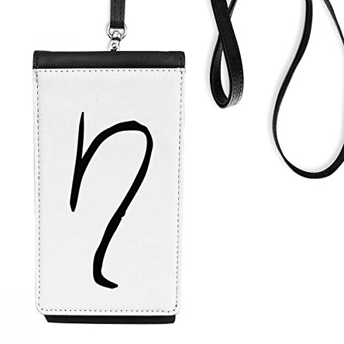 Faux smartphone bourse en cuir suspendu noir avec motif alphabet grec ETA
