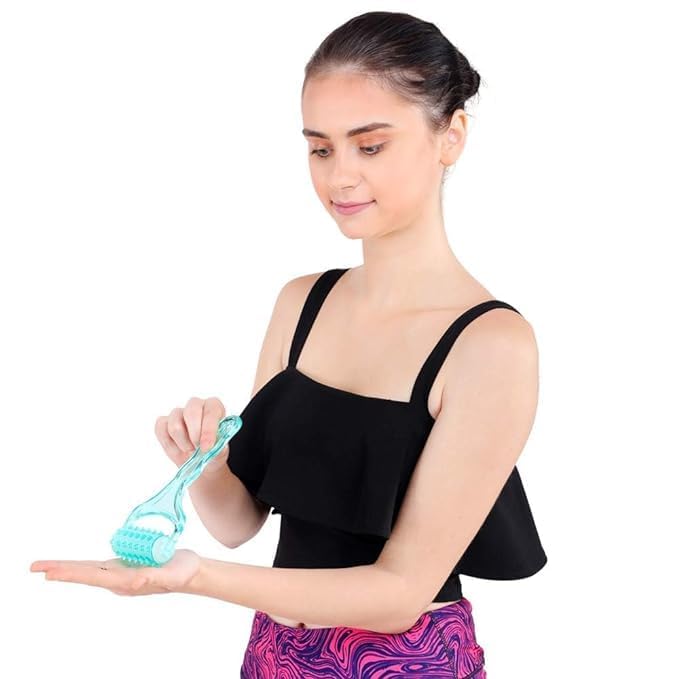 Acupression Handy Muscle Roller Massager for Pain Relief | Deep Tissue Acupressure Roller Stick for Neck, Back, Arms, Legs & Body | Easy-Grip Manual Massage Roller for Muscle Relaxation & Blood Circulation (Multicolour) 3