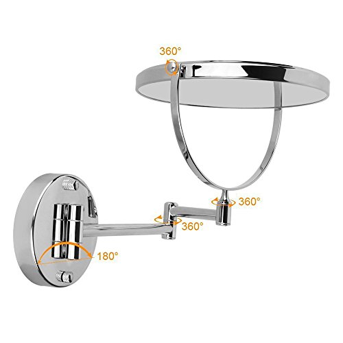 Cosprof Bathroom Mirror 10X/1X Magnification Double-sided 8 Inch Wall Mounted Vanity Magnifying Mirror Swivel, Extendable and Chrome Finished
