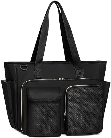Teacher Tote Bag For Women - 15.6" Laptop Work Tote, Nurse Bag With Quilted Design, Multiple Pockets