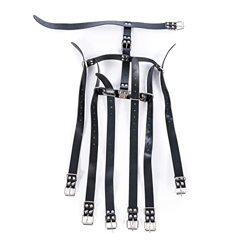 CHYG 首輪 人間 Smグッズ 束縛具 Smボディハーネス ボンテージ 両腕拘束セット 亀甲縛り ボディベル 痛くない手枷 後ろ手拘束可 拘束ロープ コスチューム女王様コスプレ 調整可能 - 画像2