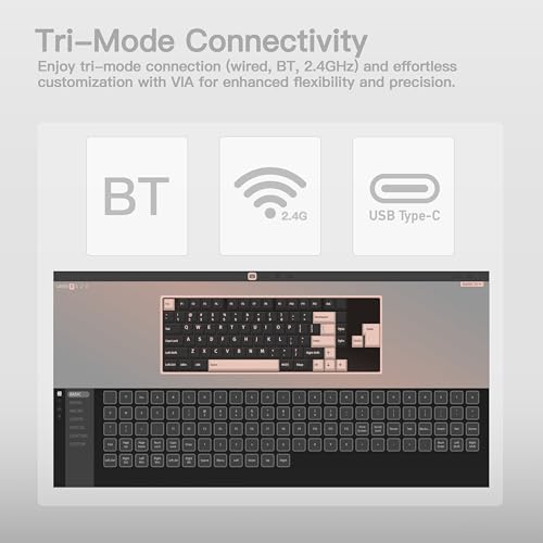 Image of KEEBMONKEY WOBKEY Rainy 75 CNC Aluminum HMX /JWK /Cocoa Switches Triple-Mode Connectivity Mechanical Keyboard with Superior Acoustics, No RGB /PP /Mirrored Glass /3500mAh /Violet Switch (Lite - Silver)