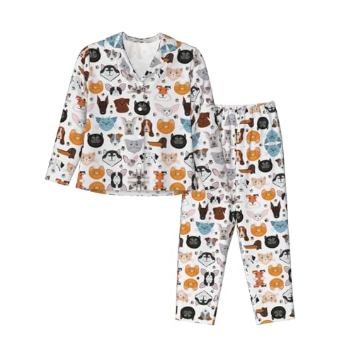 Pyjama chat et chien dessin animé femme pour des soirées cocooning confortables