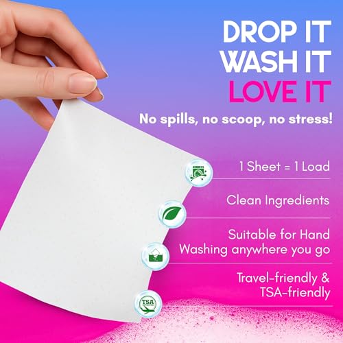 Image of BLUE BUBBLE Eco Friendly Laundry Detergent Sheets Ocean Breeze Scent - 5in1 Plant Based Laundry Soap Sheets for Sensitive Skin, Dissolvable Zero Waste Plastic Free Strip - up to 100 Loads