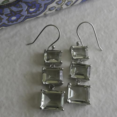 Boucles d'oreilles améthyste verte en argent d'une élégance rare - 7