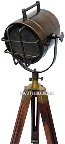 Nautical Antique Brown Searchlight Floor Marine Tripod Floor Lamp