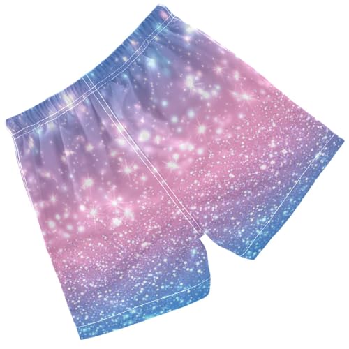 Pigsaly Boys Swim Trunks Pink Blue Gradient Flashing Glitter Boys Board Shorts Swimsuit Swimwear Summer Bathing Suit 5T2