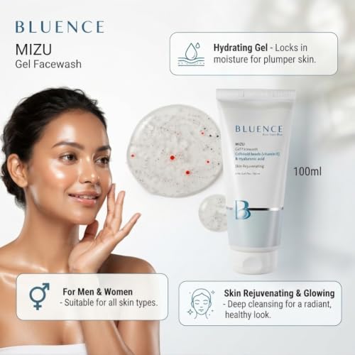 Image of MIZU Gel Facewash 100ml for Skin Rejuvenating | Hydrating Gel Face Wash with Hyaluronic Acid & Vitamin E Celluloid Beads for Deep Cleansing & Glowing Skin | For Men & Women