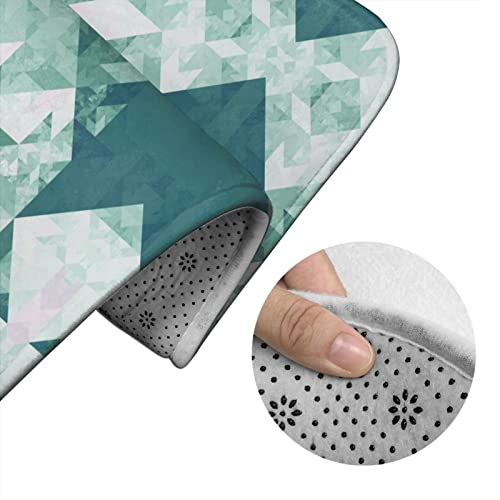 DIRYKILP Badematte + Konturmatte + Toilettendeckelbezug, Abstraktes Dreieck Fractal Muster 3 Stück Badematte Set, mit Anti-Rutsch-Klebeboden – Bild 6