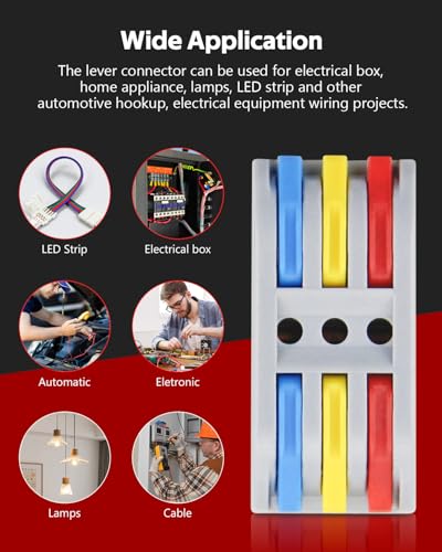 Image of ALITOVE 50pcs Electrical Connectors 3 Port Quick Connect Wire Connector | Compact Inline Terminals, 3 in 3 Out Butt Splice Connector, for Electrical Wire Splicing Project, 28-12 AWG